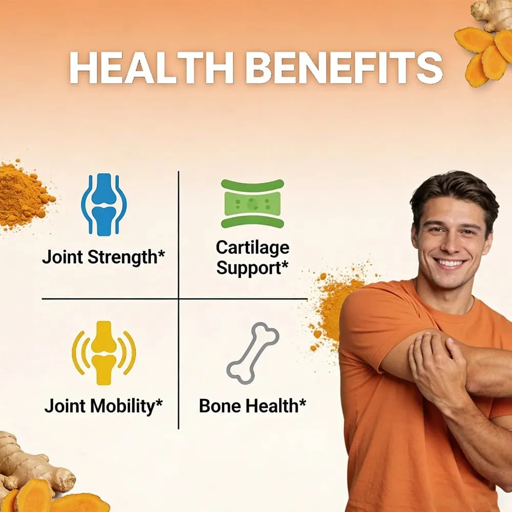 Glucosamine Chondroitin MSM Turmeric Capsules Supports Hips Knees Joint Bone Cartilage Health & Mobility Flexibility