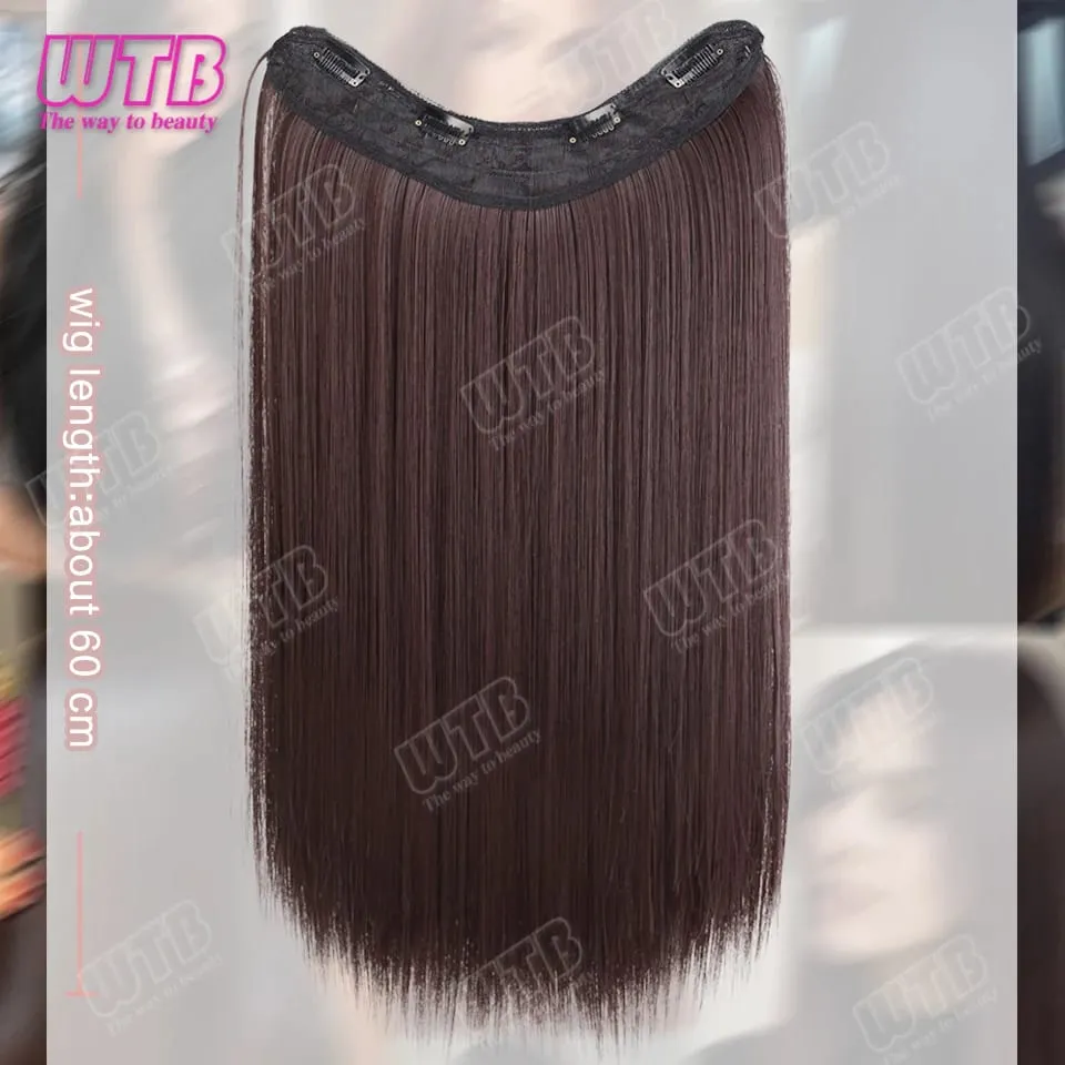WTB Straight Hair Extensions Synthetic Wigs BB Clip Style V-Shaped Straight Hair Extensions Suitable for Women for Daily Wear — image 4