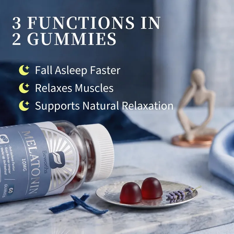 B BEWORTHS Blueberry Melatonin 10mg Gummies Sleeping Creative para sa Sleeping Sleeping Pills Melatonin para sa Sleep Relaxing Para sa Pang-adulto — image 4