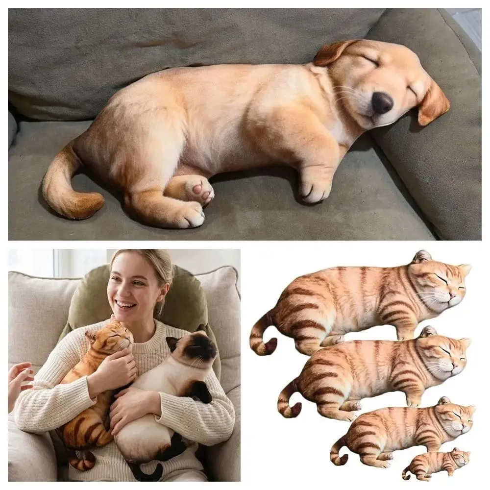 Plush Material Animal Body Pillow 40cm Size PP Cotton Filled Poultry Throw Pillows Cute Design Cat Pattern — image 3