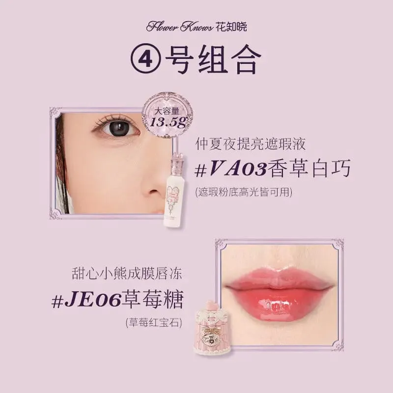 Flower Knows คอนซีลเลอร์ Lip Glaze Duo Brightening คอนซีลเลอร์ & Glossy Lip Lacquer เซ็ต 2 ชิ้นสำหรับ Flawless Base & Juicy Lips — image 11