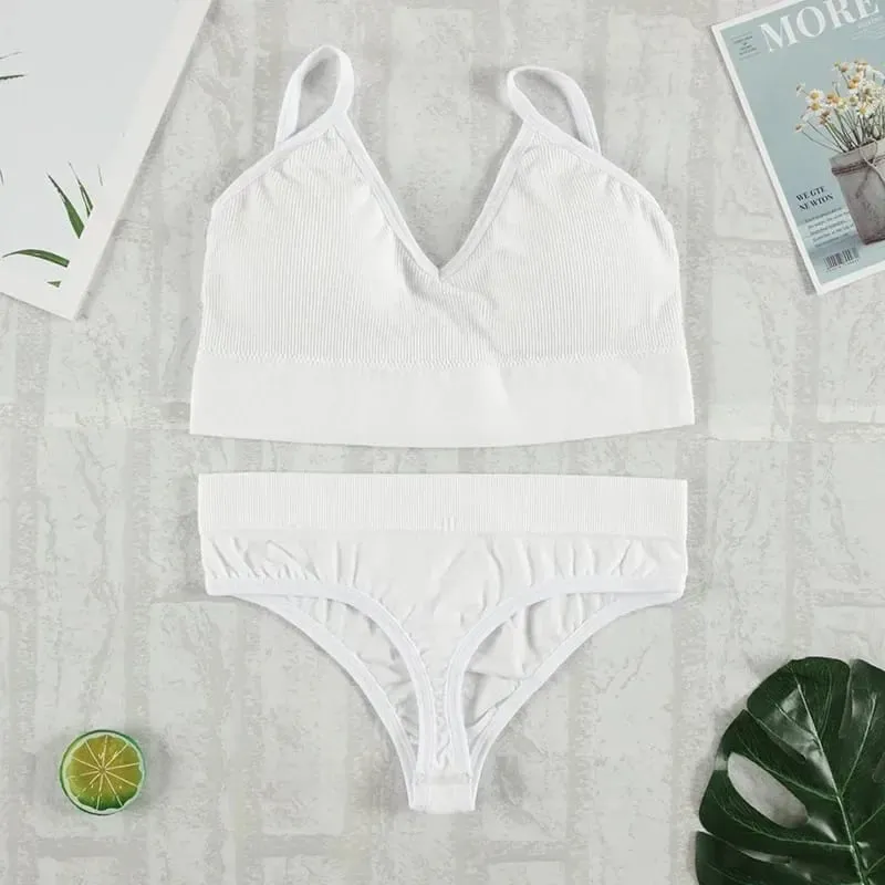 2 Pcs Bra Set Underwear Set Women Panties Sexy G-String Seamless Bralette Female Lingerie Soft Tank Crop Top 2026 New — image 8