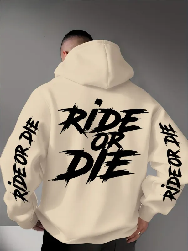 Men's Ride Or Die Hoodie Biker Motorcycle Graphic Back Sleeve Print Oversized Pullover Sweatshirt Streetwear Autumn Winter — image 5