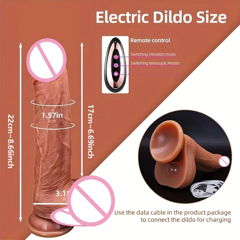 Realistic Dildo Telescopic Vibrator Masturbation Anal Plug for Women Thrusting Dick Penis Adult Remote Control Sex Toys