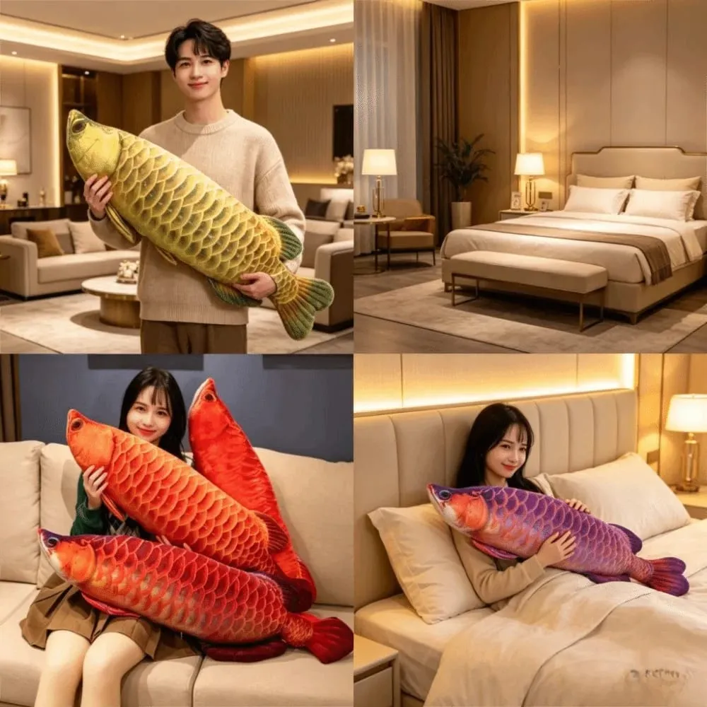 Wonderful Soft Arowana Plush Toys Cute Elongated Body Stuffed Fish Doll Lifelike Fish Plush Pillow Collectible — image 5