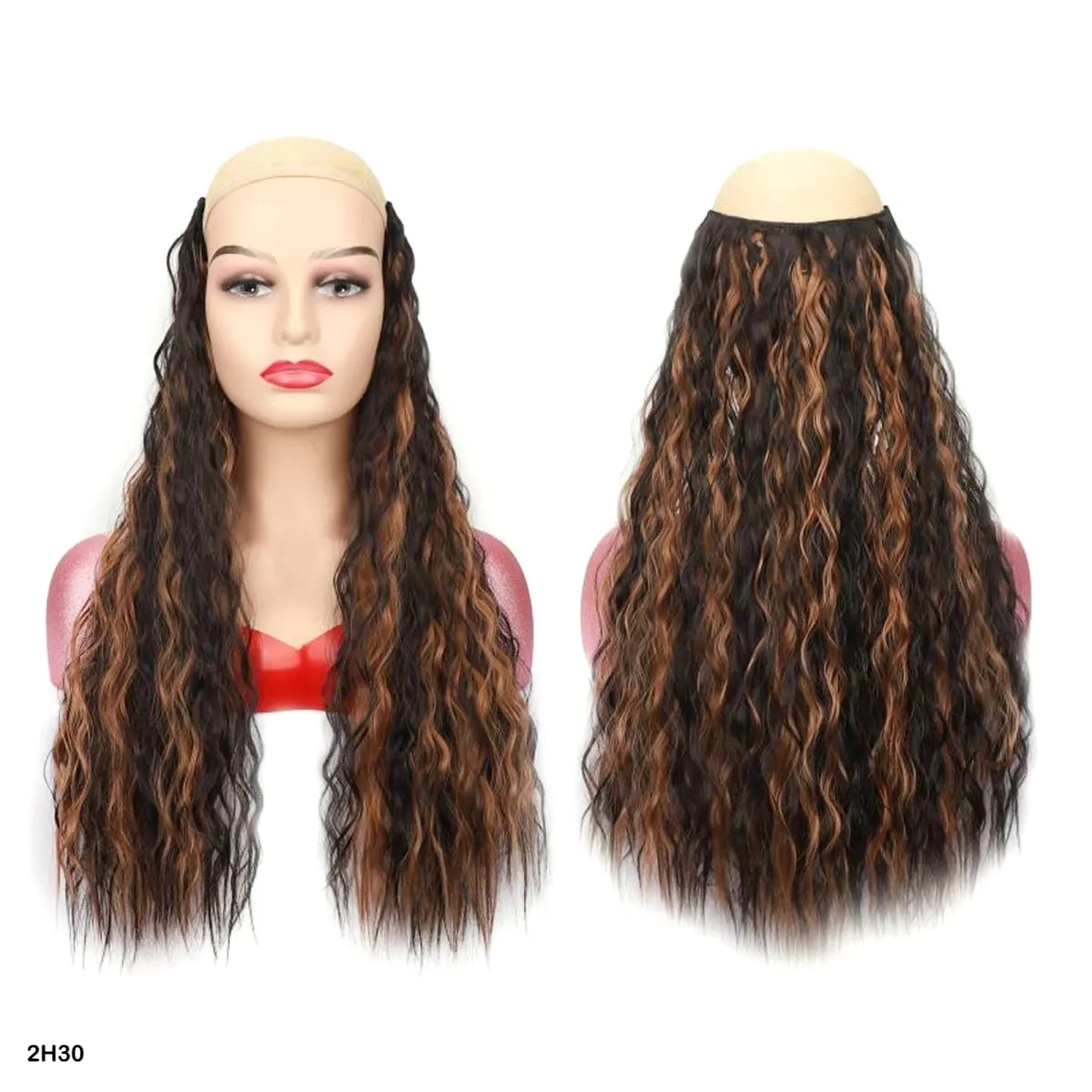 Synthetic Curly Hair Extensions Clip in One Piece 4Clips Deep Wave Long Hairpieces for Women Daily Use Party Hair Accessory