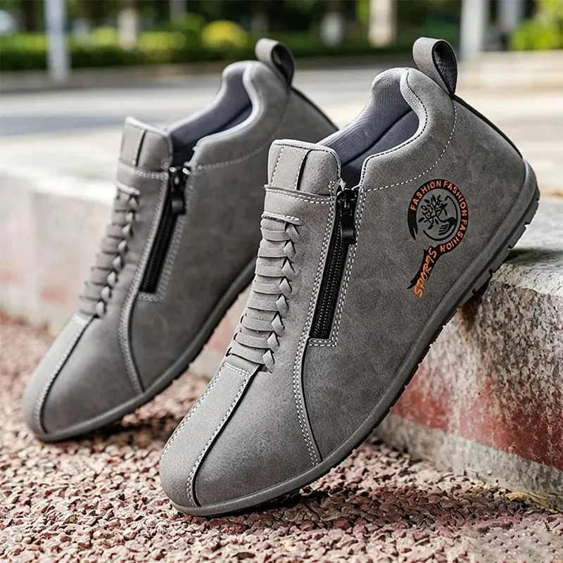 Men's Suede Side-Zip Casual Sneakers Low-Top Flat Sole Comfortable Walking Shoes for Men — image 4