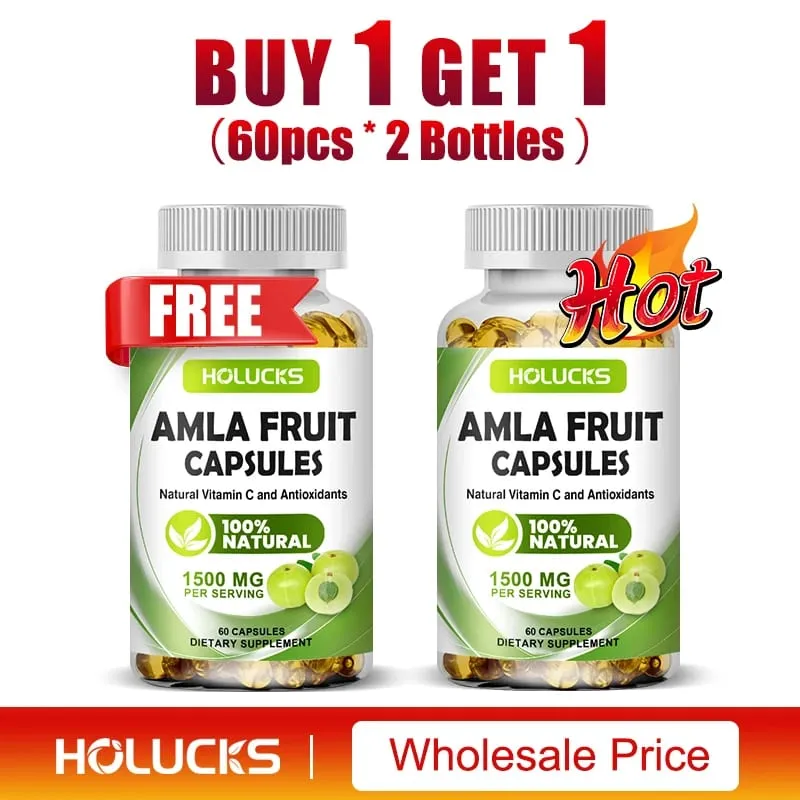 Natural Amla Capsules with High Potency Vitamin C Antioxidant Support Energy Metabolism Heart & Digestive Health
