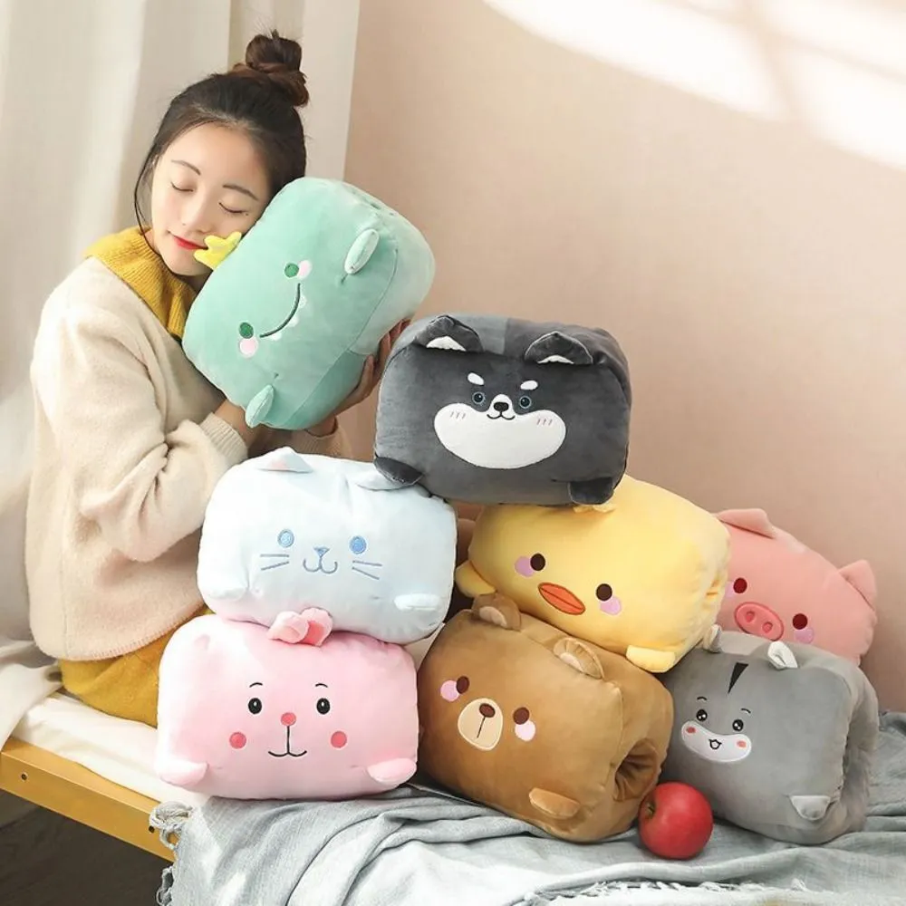 Mainan Mewah Kreatif Bantal Mewah Penghangat Tangan Super Lembut Tetap Hangat Bantal Tidur Siang Kantor Bantal Kartun Hewan Mainan Boneka Kantor — image 3