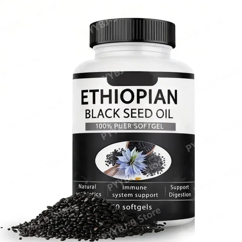 Ethiopian Black Seed Oil Softgels 60 Count 100% Natural Gluten Free Non GMO Antioxidant Immune Digestive Daily Health Supplement