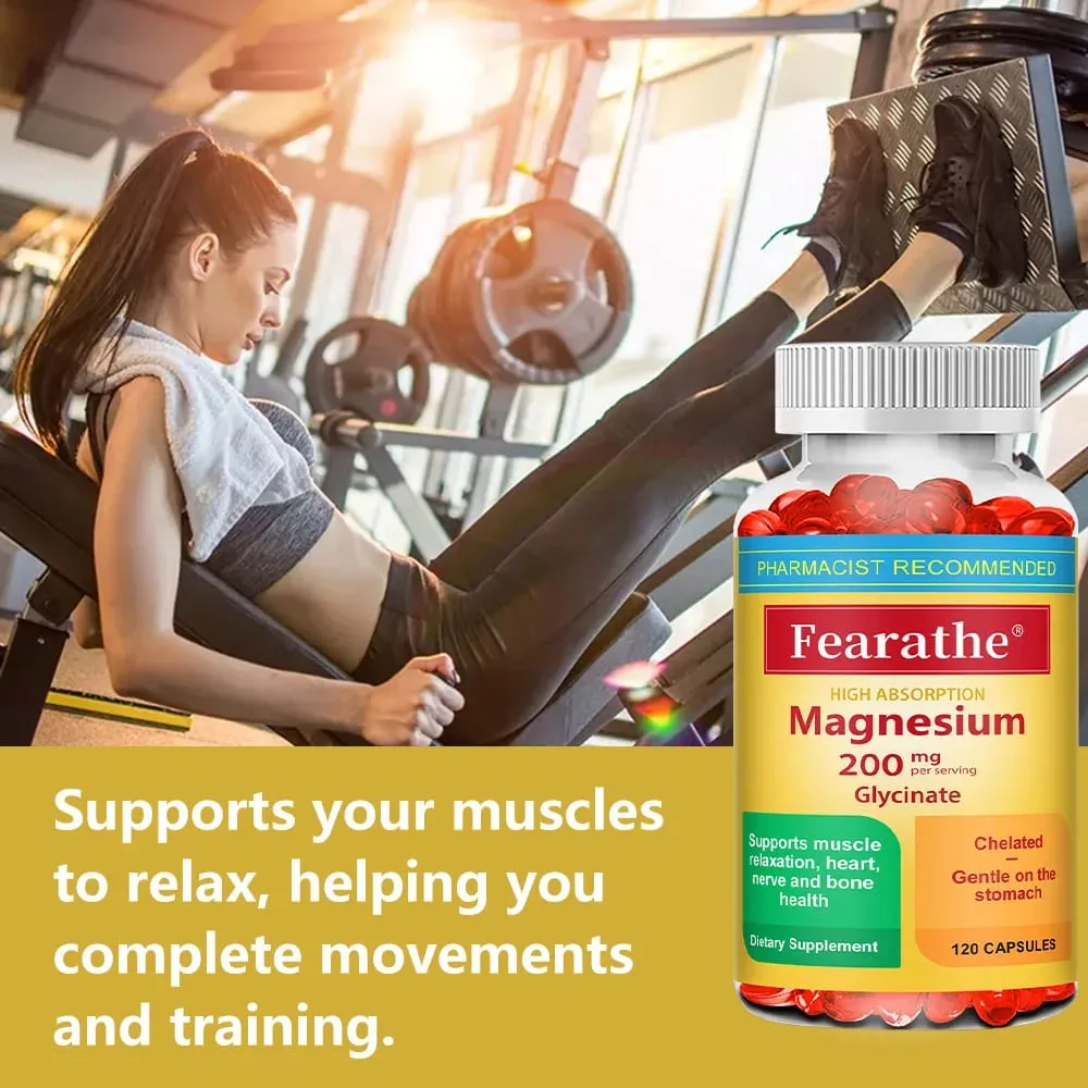 Magnesium Glycinate Capsules 200mg Mineral Supplement for Relaxation Sleep Muscle Bone Cardiovascular & Immune Health — image 5