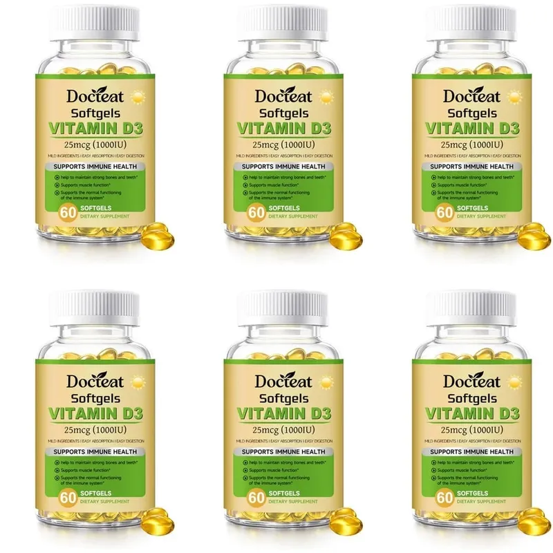 Docteat Vitamin D3 Softgels Supports Immune Health Helps Maintain Bones and Teeth for Adult Daily Requirement 60 Softgels — image 12