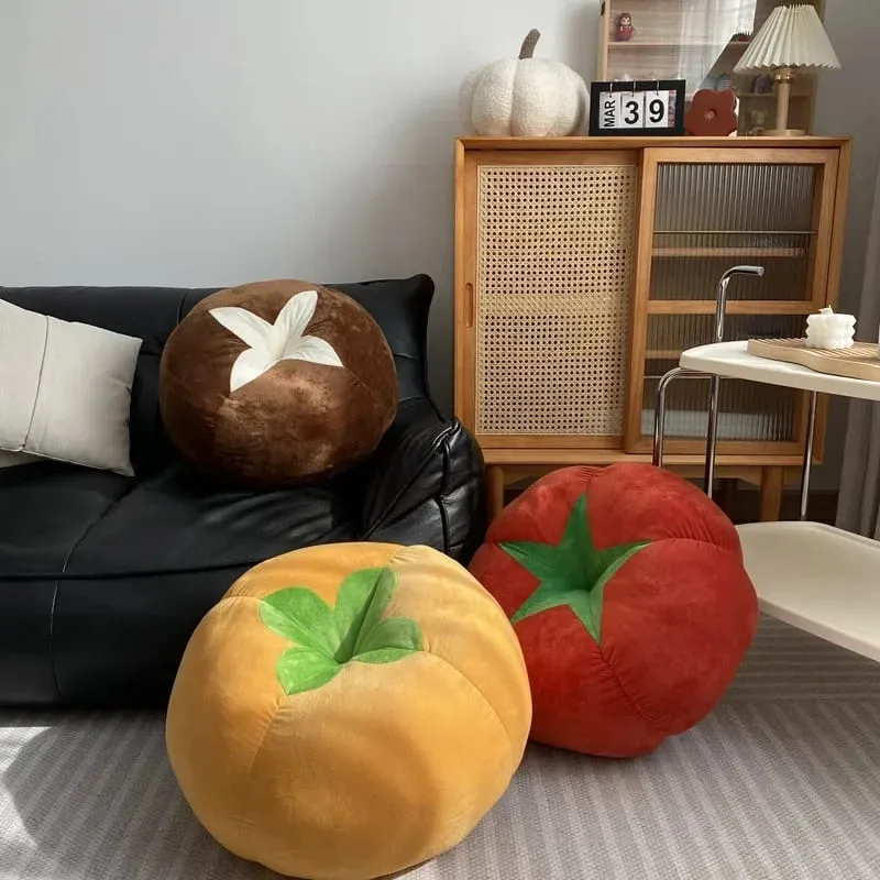 Thickened Cushion with Tomato-Shaped Pillow Vegetable Mushroom Persimmon Round Cushion Pad for Window Seat Pillows for Bedroom — image 4