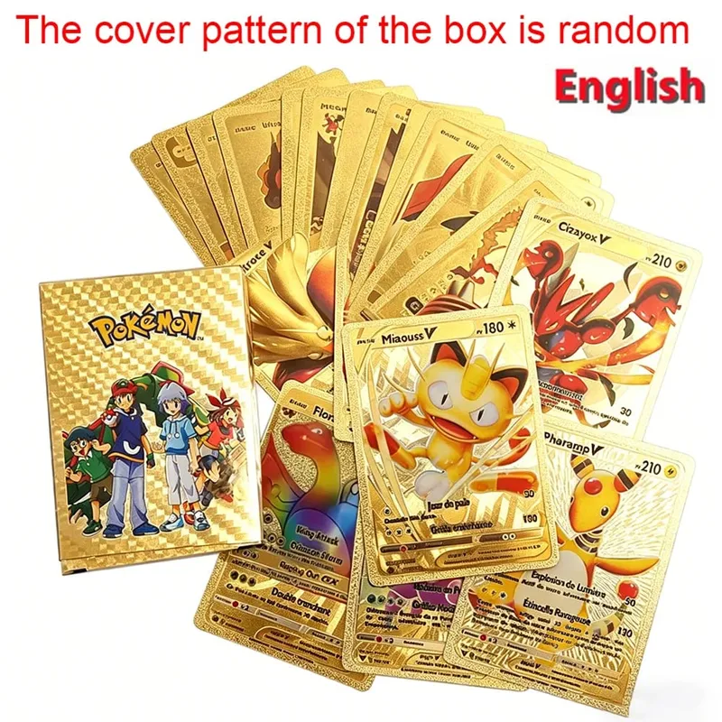 55PCS Pokemon Cards Vmax GX Gold Foil Flash Box Party Interactive Game English Spanish Colorful Game Battle Collection Card Gift — image 7