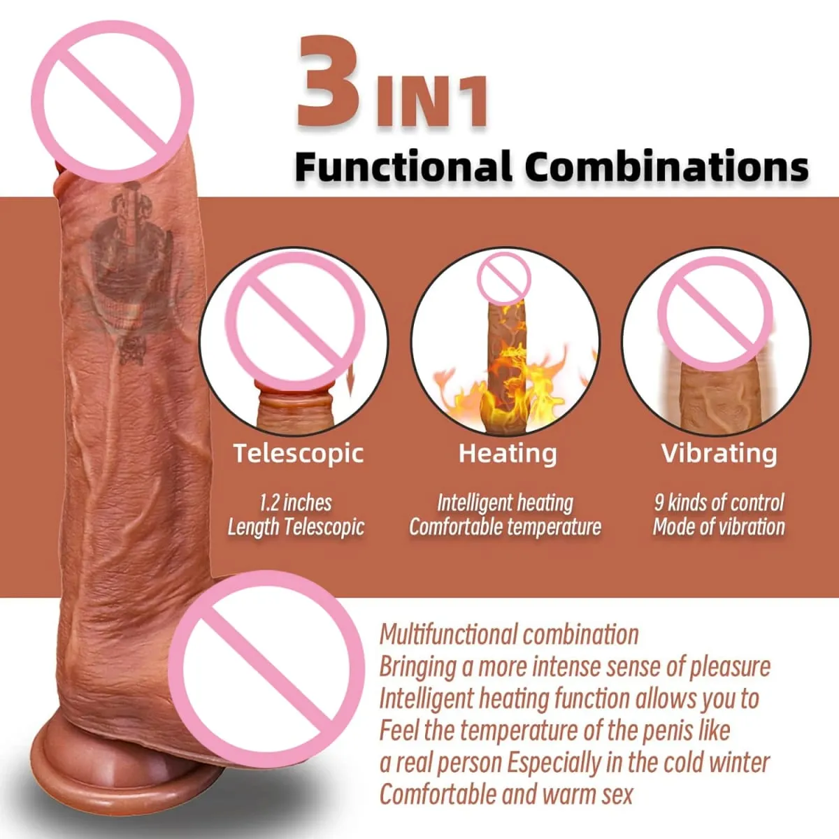 Realistic Heating Telescopic Dildo Vibrator Penis Dick Butt Plug Masturbator Sexy Adult Women Anal Dildos Vibrators Sex Toys 18 — image 2