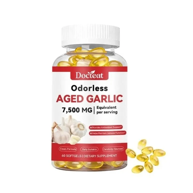 Odorless Aged Garlic Extract 7500mg 60 Softgels Ajo Envejecido Supplement Antioxidant & Immune Support Daily Garlic Softgels
