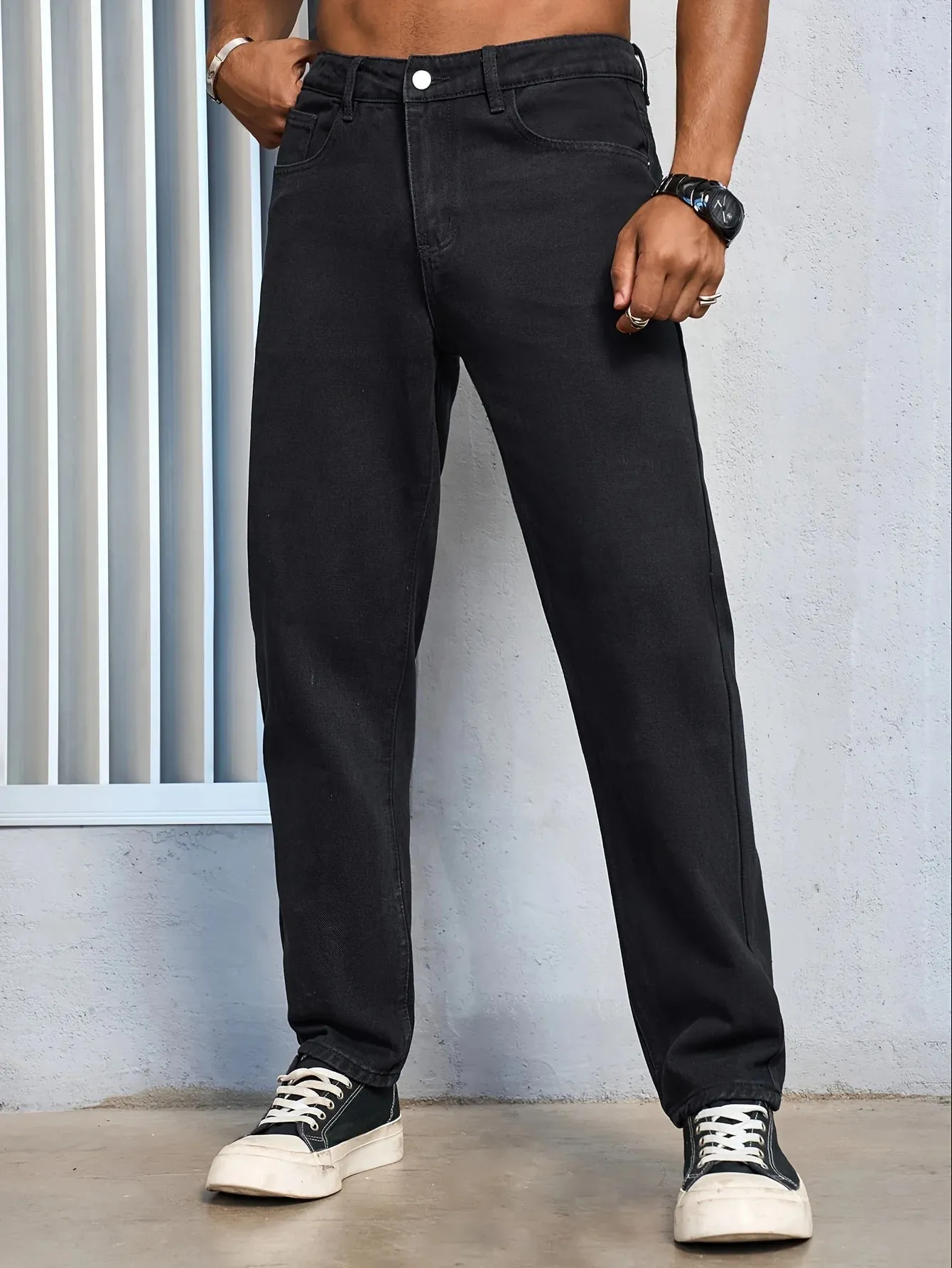Men's Casual Solid Black Regular fit Jeans — image 9