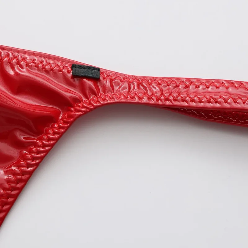 Men Glossy Faux Leather G-string Briefs Thin-Strap Low Waist Underwear Men's Panties Lingerie T-back Male Briefs Lingerie — image 5