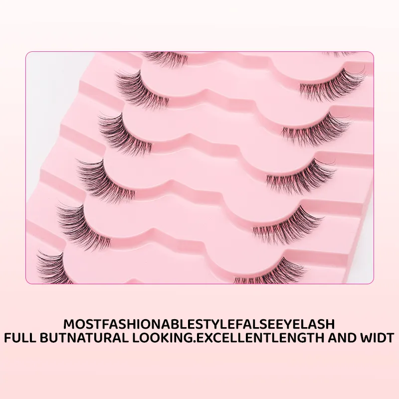7 Pairs Natural Lashes Wispy Half Clear Band Strip Lashes False Eyelashes Soft Fluffy Lightweight Eye Lashes Makeup — image 3
