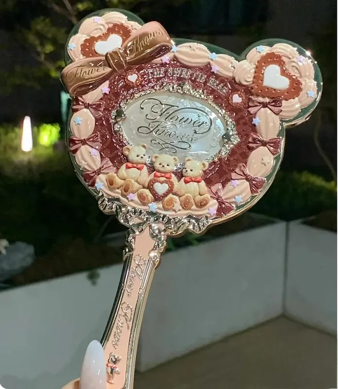 Flower Knows Handheld Makeup Mirror Midsummer Night Strawberry Cupid Bunny Garden Relief Pattern Limited Color Makeup Tool Kit — image 10