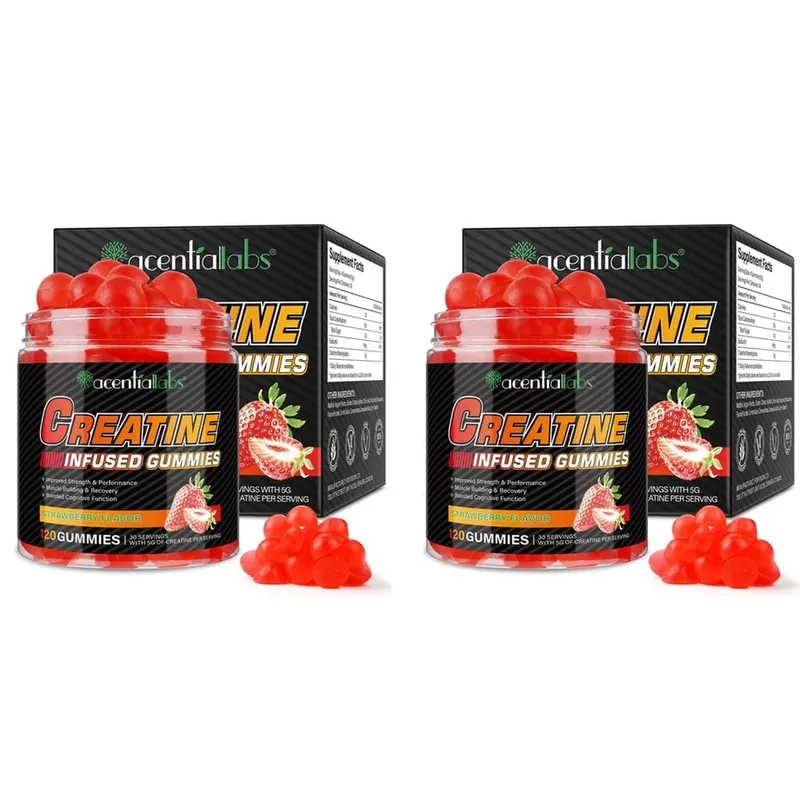 Acentilabs Creatine Monohydrate Gummies for Strength and Performance Muscle Building and Recovery Strawberry 120 Gummies — image 8