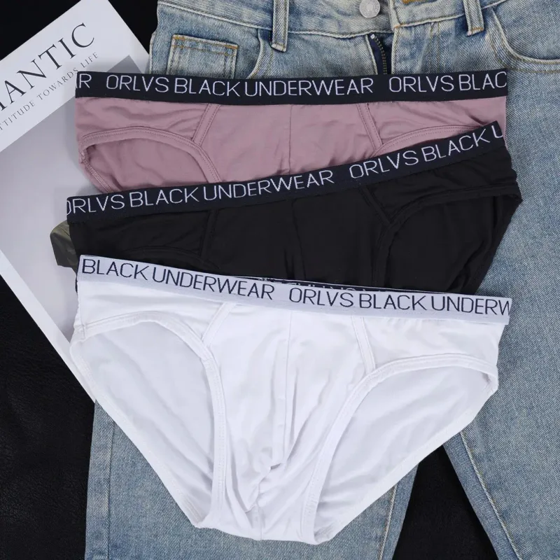 3PCS Men's ORLVS Triangle Briefs Low Rise Soft Breathable Stretch Cotton Underwear