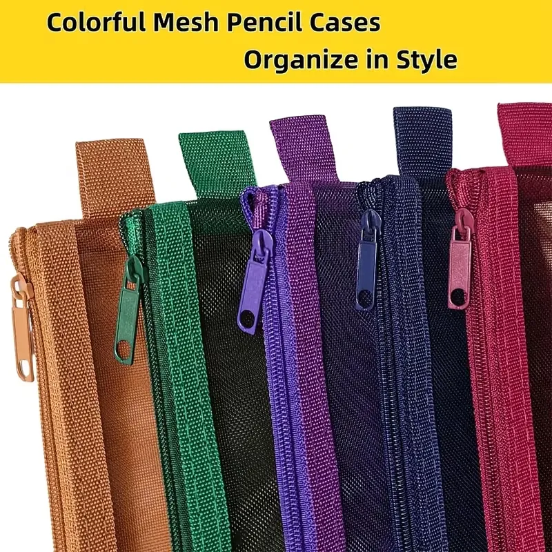5PCS Nylon Mesh Makeup Bags Portable Multi-Functional Pencil Case for Storing Makeup Brushes Lipsticks - Organizing Cosmetic Bag — image 4