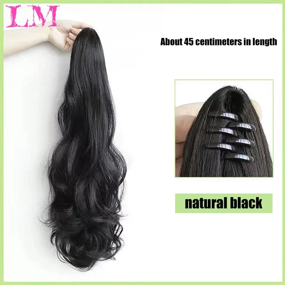 LM Synthetic Ponytail Extension Claw Curly Wavy Clip in Hairpiece Ponytail Hair Extensions Long Pony Tail Synthetic for Women — image 7