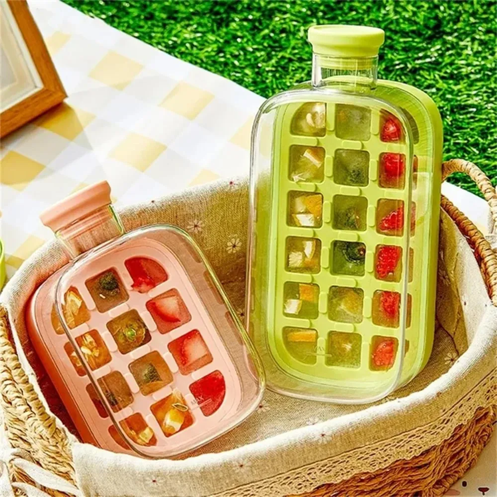 Ice Cube Bottle with Straw 2 In 1 Touch-Free Push-Type Ice Cube Making Bottle Easy Release Water Bottle Ice Mold — image 9