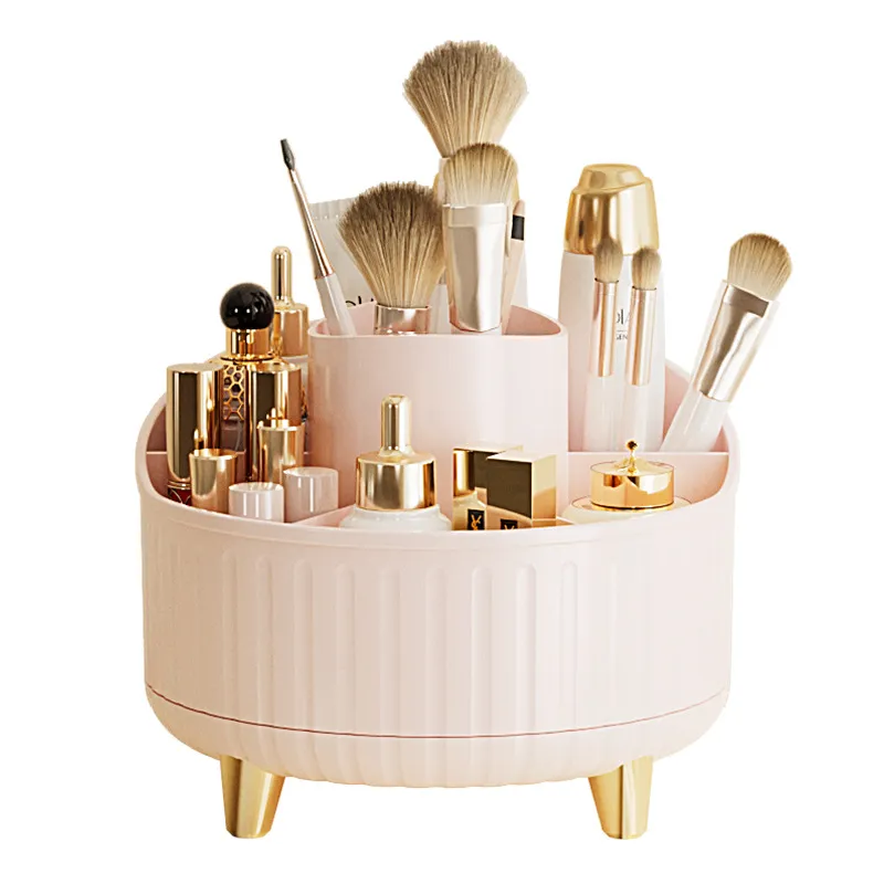 360° Rotating Makeup Organizer - 1pc Plastic Cosmetic Storage with 7 Compartments - Multi-Functional Holder for Brushes — image 5