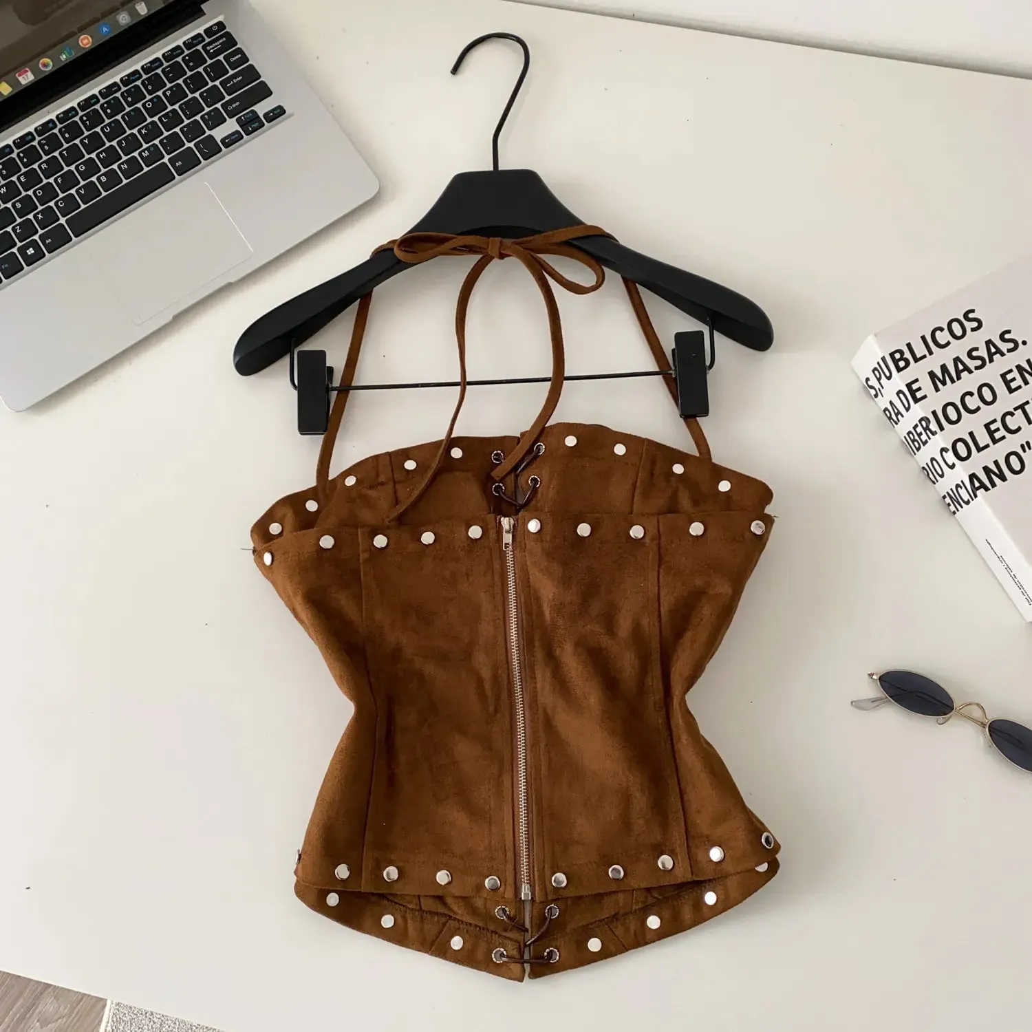 Sexy Bandage Halter Solid Tanks Top Vintage Corset Bustier Korean Autumn Camis Women Party Spice Girl Crop Top — image 3