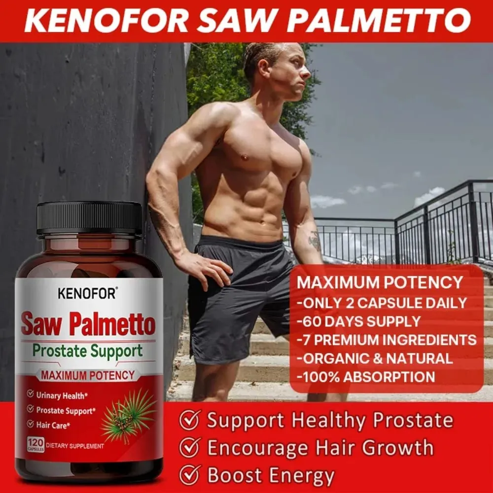Prostatatilskud med Saw Palmetto understøtter urinvejssundhed Urtesundhedstilskud 120 vegetariske kapsler — image 6