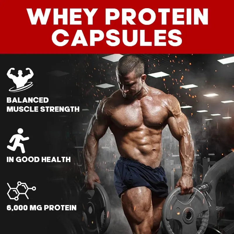 Whey Protein Capsules - Contains 6000mg of Protein - Balanced Muscle Health Boost Immunity and Support Post-exercise Recovery — image 3