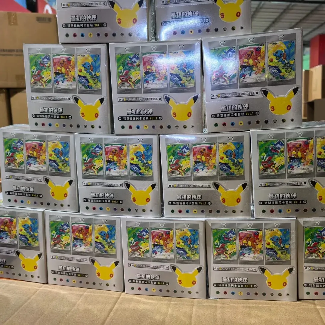 حار 100% البوكيمون الرسمي 30th مجموعة صناديق الذكرى السنوية المبسطة الصينية PTCG جوهرة حزمة الشركاء الأصليين بطاقات التوضيح الخاصة — image 4