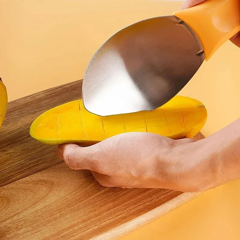 1pc Mango Slicer Cutter Multifunctional Fruit Spoon Watermelon Cutting Knife Mango DicingTools Mango Diced Scoop Kitchen Gadgets — image 4