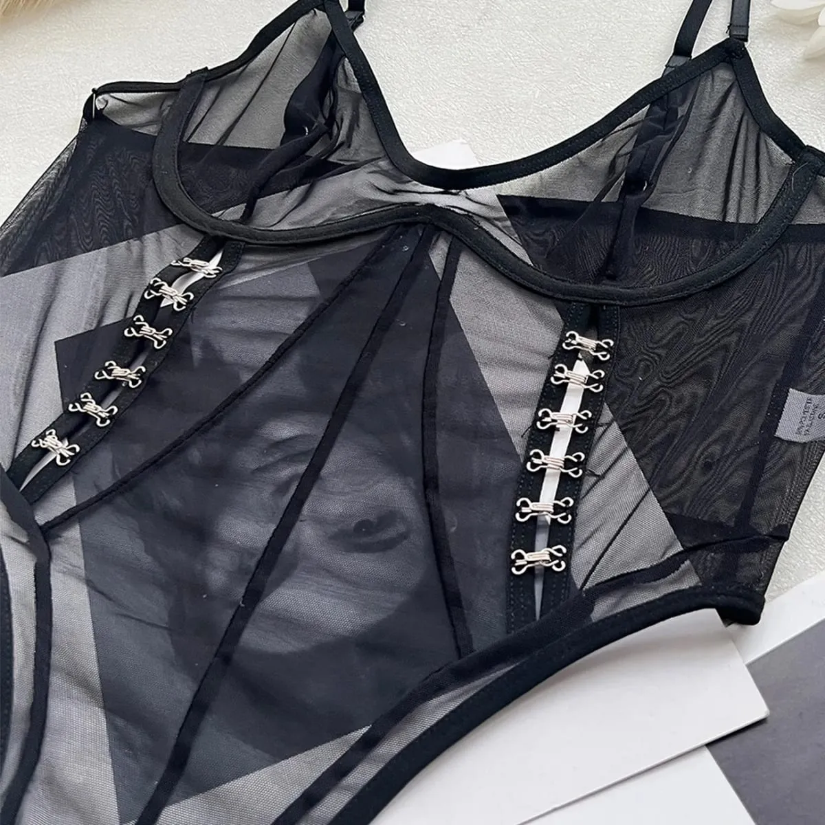 Ellolace Exclusive Lingeries Femme Ultra Hot Sheer Open Crotch Bodysuit Spicy Girls' Intimates Sexy Backless Women's Outfits — image 4