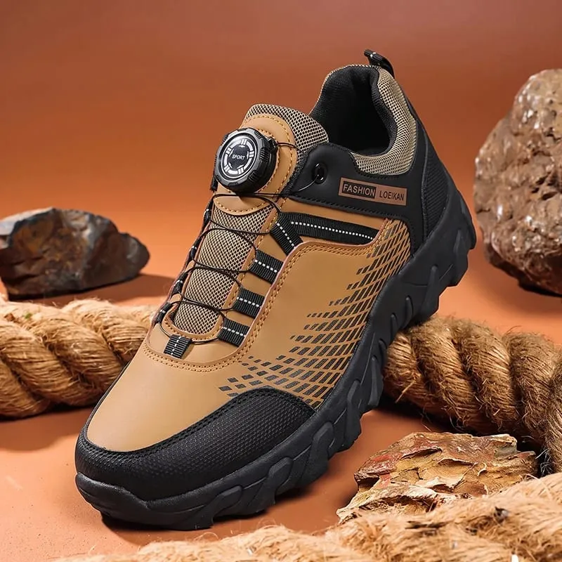 Men Fashion Casual Sneakers Rotary Buckle Design Patchwork Upper Thick Non‑slip Sole Daily Walking Shoes — image 2