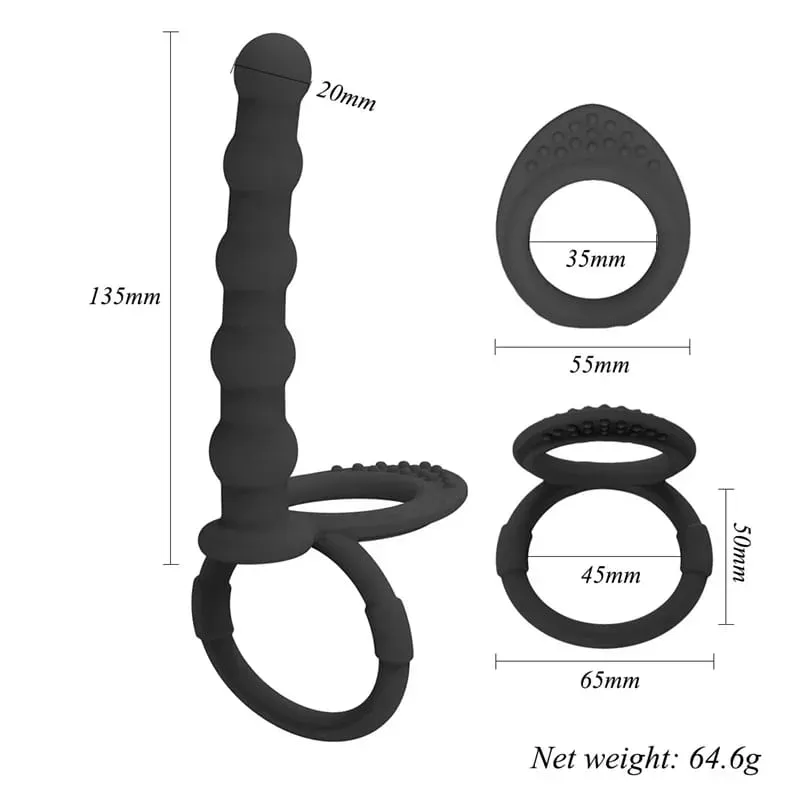 Silicone Double Cock Ring Anal Beads Butt Plug Dildo Clitoris Vagina Prostate Massager Sex Toys For Adult Women Couples Sex Shop