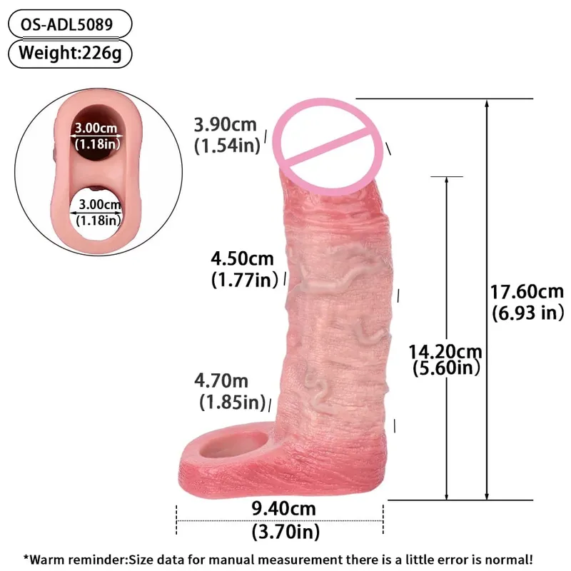 Reusable Penis Sleeve with Realistic Closed Head And Cock Ring Dick Enlargement Comdom Delay Ejaculation Sex Toys for Men — image 14