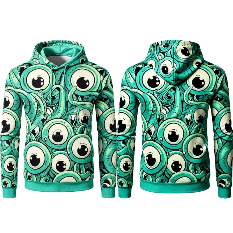 Halloween Horror Monster Eyes 3D Print Hoodie Autumn Fun Mummy Graphic Pullover Y2K Men Women Holiday Party Cosplay Sweatshirt — image 7