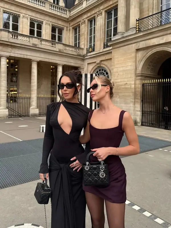 Abito sexy con fionda a pieghe solido Collo quadrato senza maniche Vita con spalle scoperte Abiti sottili Abiti da sera da donna — image 10