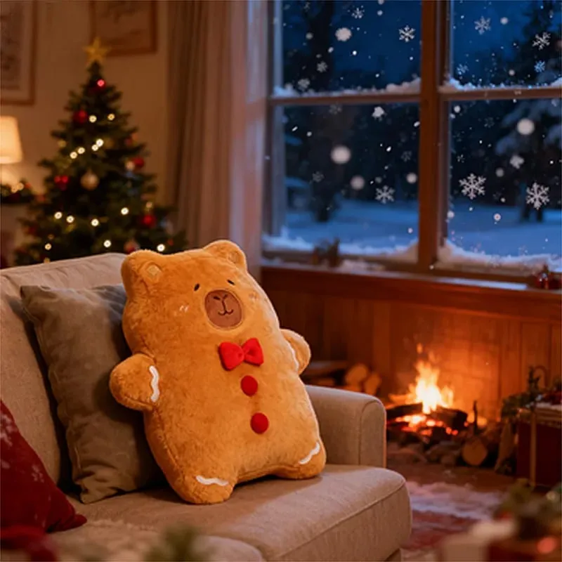 Christmas Pillow Capybara Gingerbread Soft Plush Toy Decoration Funny XMas Plushie High Quality Christmas Birthday Gift Decor — image 2