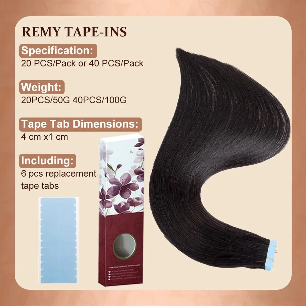 Straight Tape In Human Hair Extensions 16-26 inches 100% Natural Real Invisible Adhesive Tape ins For Women — image 3