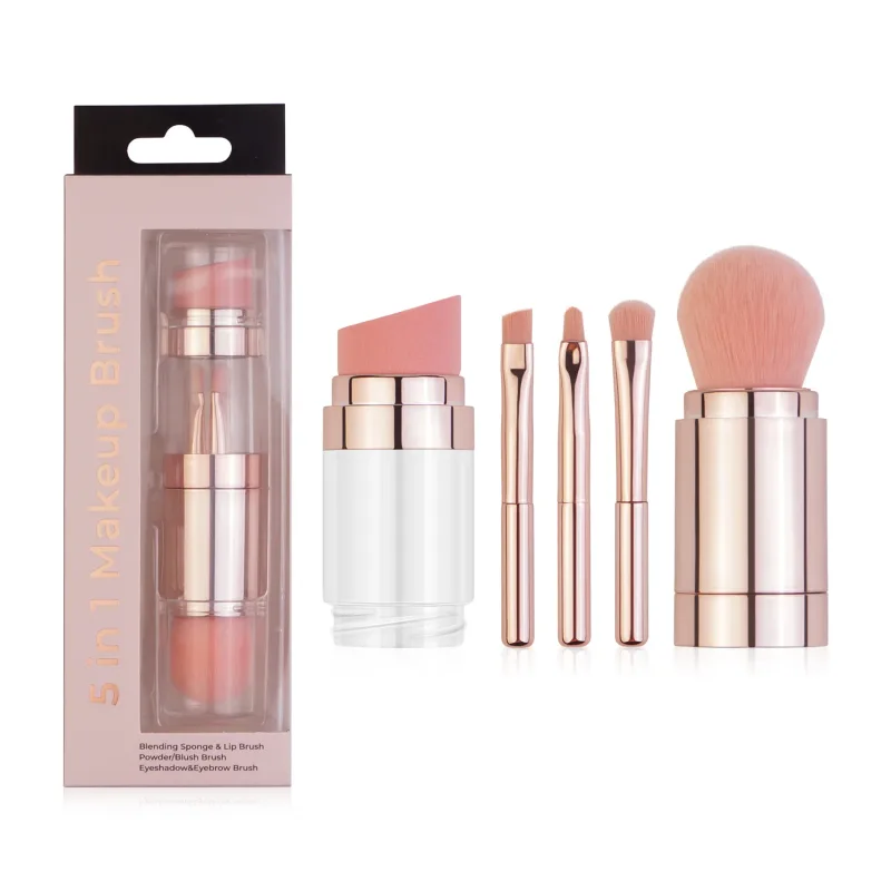 5 In 1 Tragbare Einziehbare Make-Up Pinsel Für Foundation Augenbrauen Lip Lidschatten Lose Pulver Kosmetik Set Make-Up Pinsel Werkzeuge — image 8