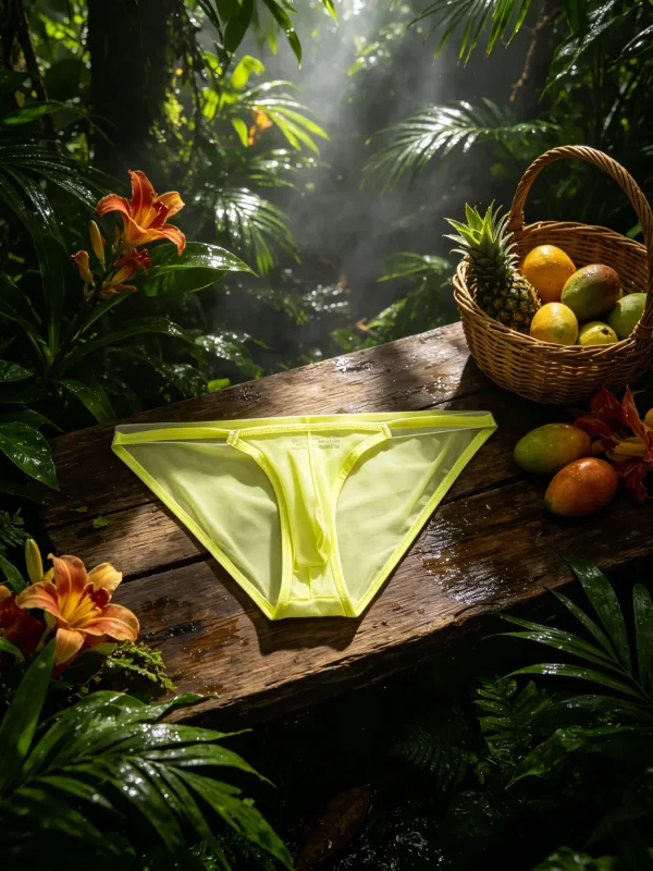 Trendy Mens Mesh Briefs Solid Color Elastic Fabric Thin Edge Low Rise 3D Pouch Design Light Sheer Home Close Fitting Underwear — image 4