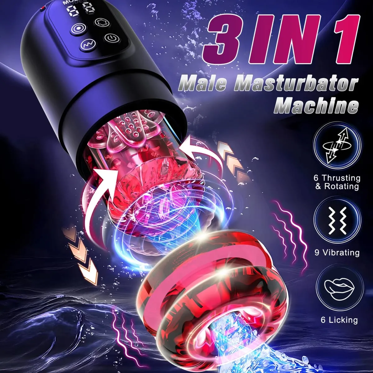Powerful Male Masturbator Cup Penis Pump Sex Toy Thrusting Rotating Vibrating Sucking Licking Mode Pocket Pussy Adult Sex Toy