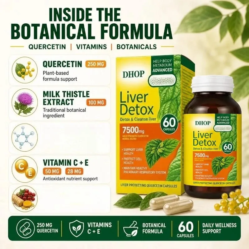 Quercetin Capsules 60 Count with Curcumin and Milk Thistle Extract Support Liver Detoxification and Maintain Respiratory Health — image 2