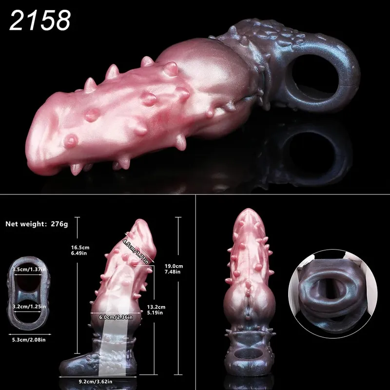 Soft Dog Knot Penis Sheath Fantasy Horse Dildo Sleeve Delay Ejaculation Ring Male Dick Girth Enlarger&Extender Sex Toy — image 12