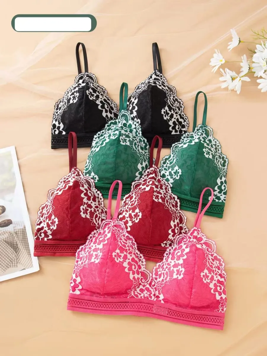 Sexy Lace Lingerie Set Thin Mold Cup No Steel Ring Comfortable Push Up Bra Set For Women — image 4