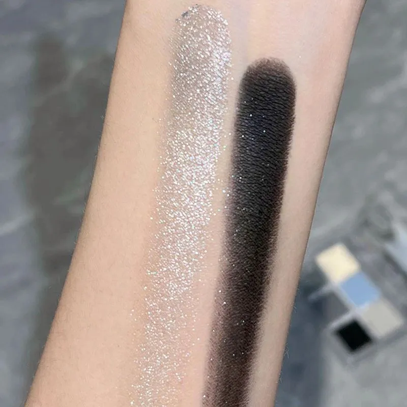 Matte Grey Blue Smoky Eye Shadow Palette 6-Color Glitter Silver Acrylic Eye Shadows Palette Long Lasting Eye Makeup Cosmetics — image 5